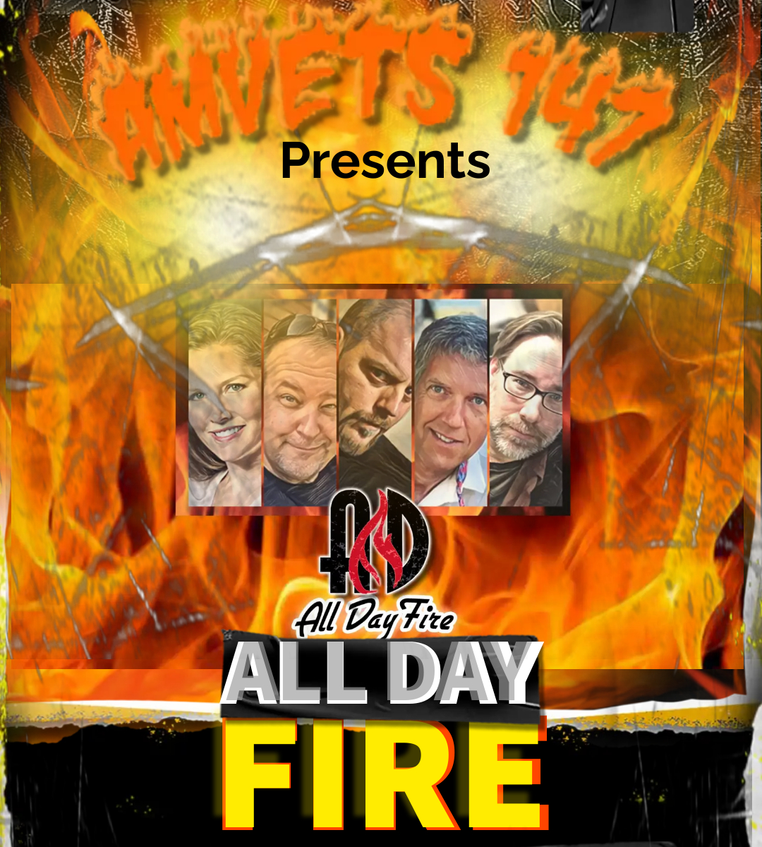 All Day Fire Live band at AmVets Post 147 in Haverhill Massachusetts