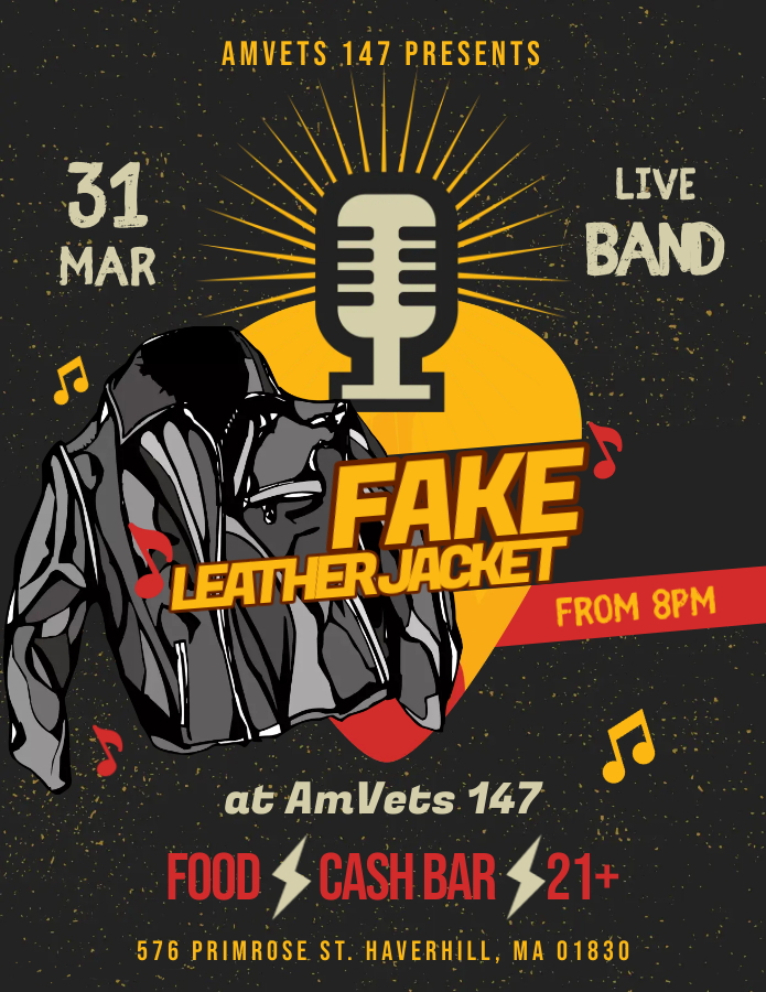 Fake Leather Jacket live music at AmVets Post 147 in Haverhill, Massachusetts