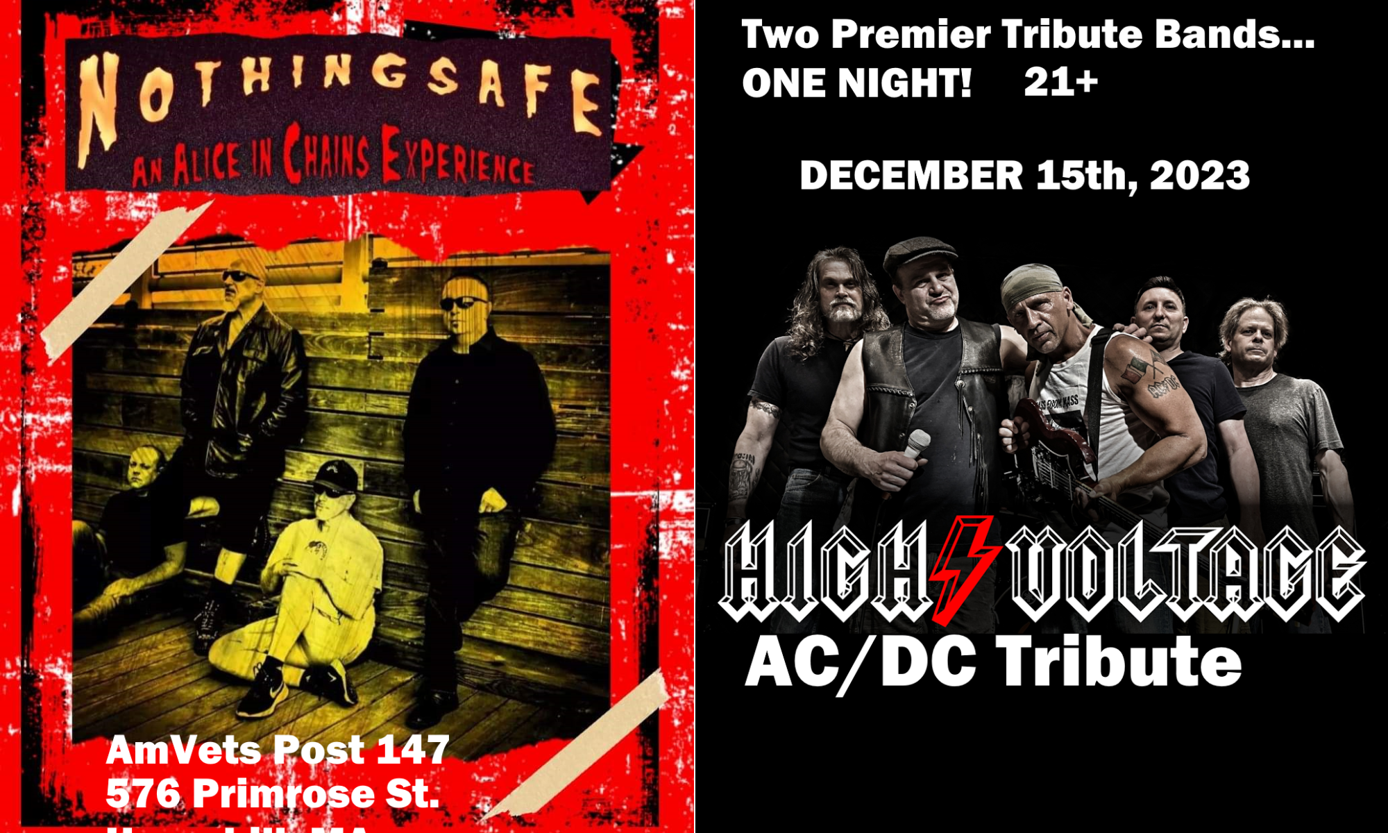AC/DC and Alice In Chains Tribute bands at Amvets Post 147 Haverhill MA
